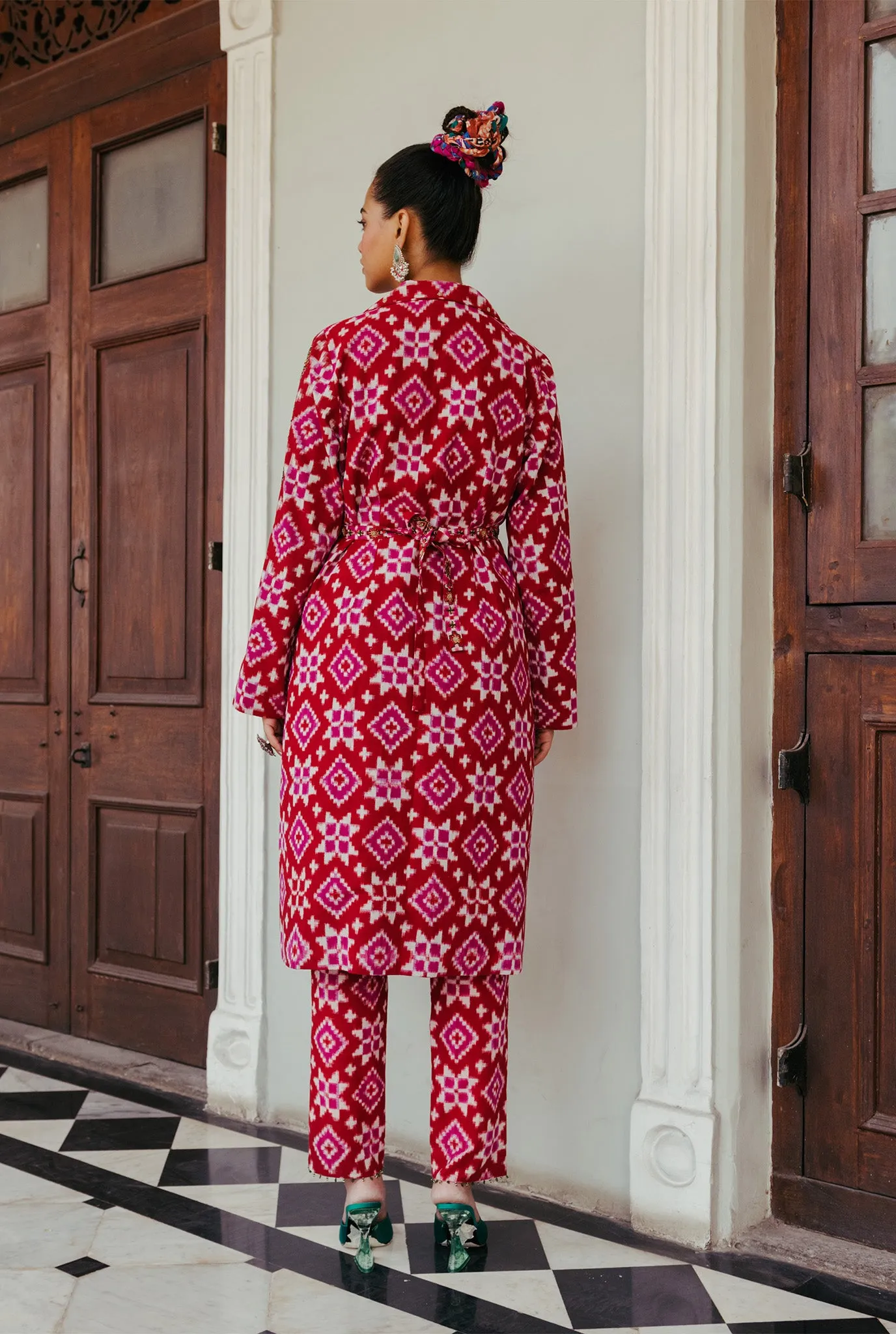 ‌Ahilya Ikat Trench Kurta