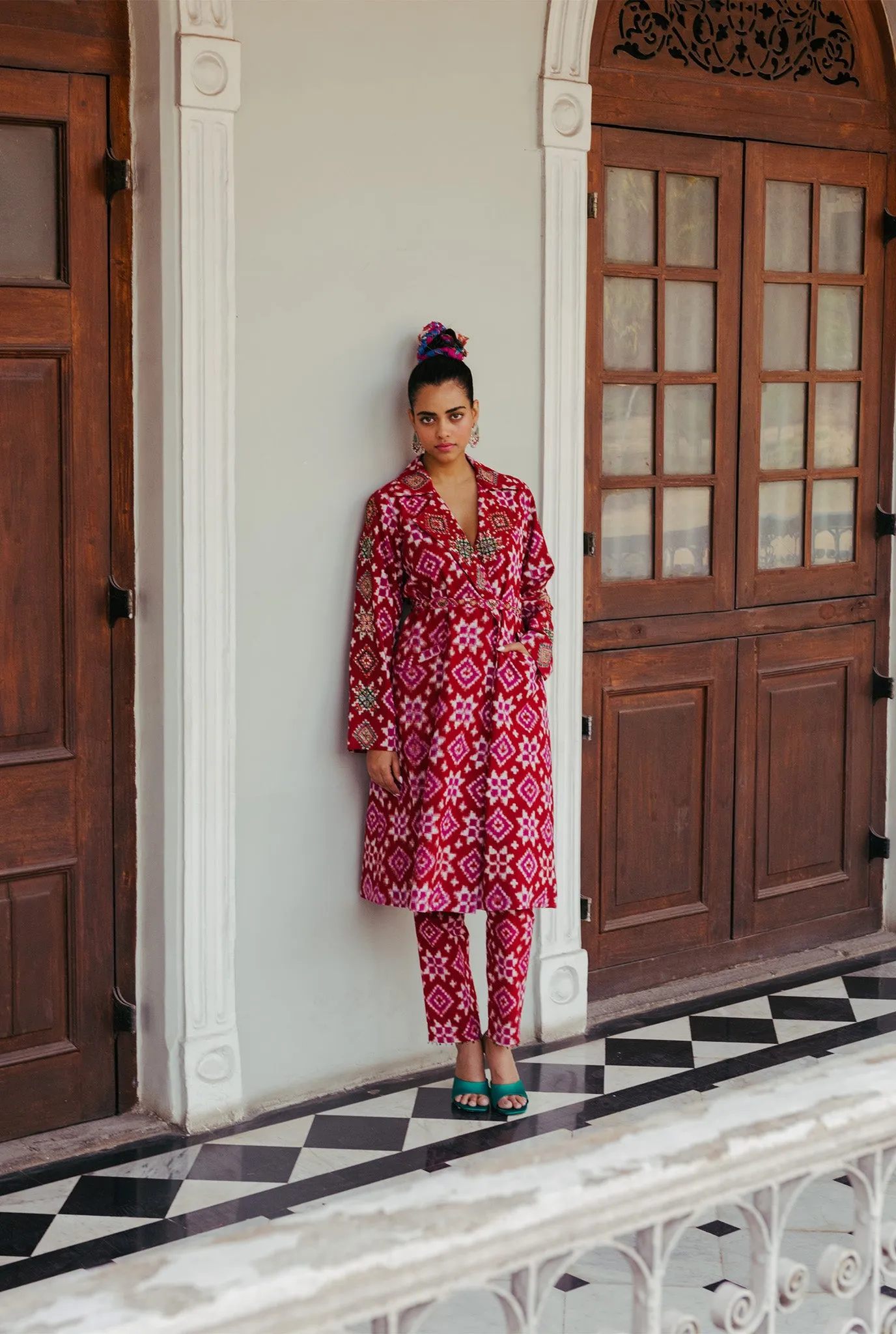 ‌Ahilya Ikat Trench Kurta