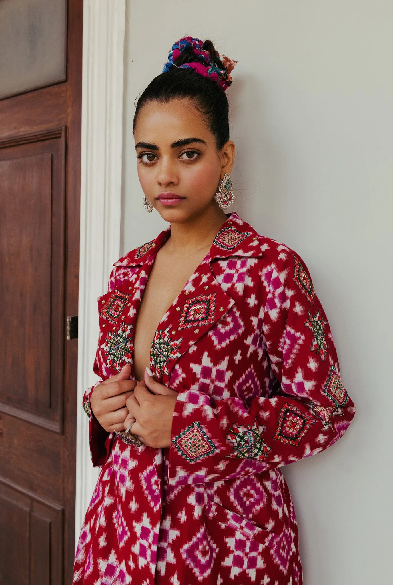 ‌Ahilya Ikat Trench Kurta