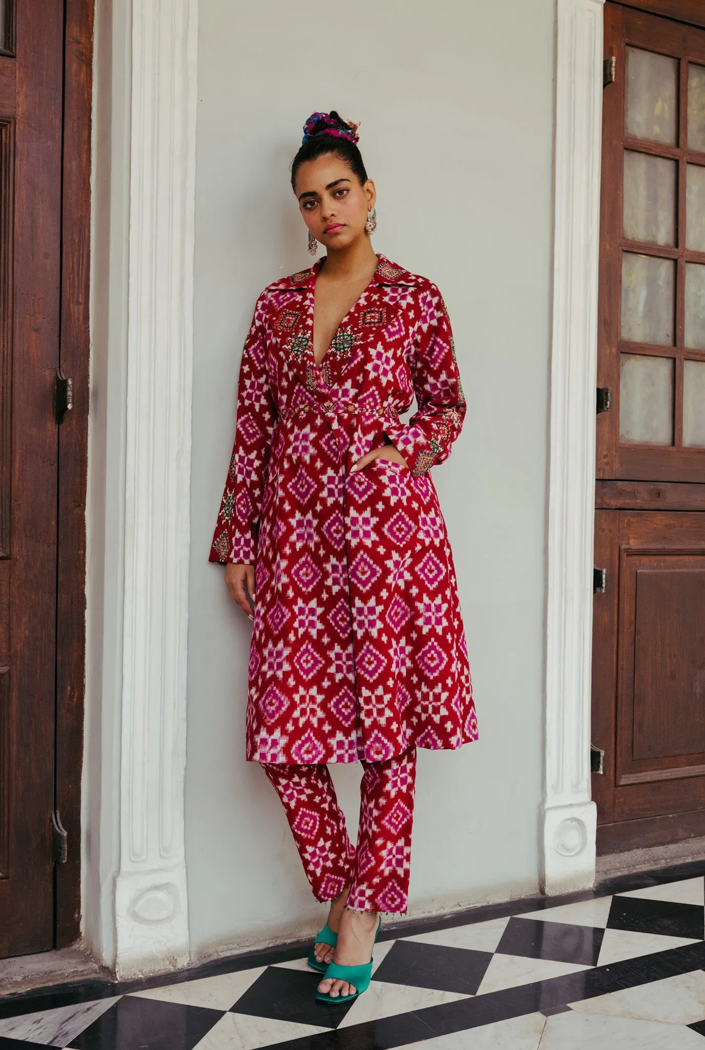 ‌Ahilya Ikat Trench Kurta