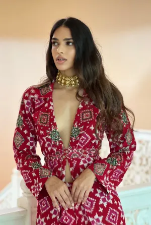 ‌Ahilya Ikat Trench Kurta