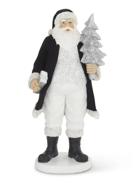Assorted Black Velvet Resin Santas, 2 Styles