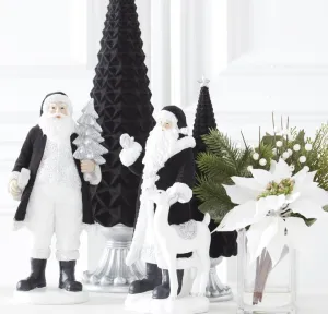 Assorted Black Velvet Resin Santas, 2 Styles