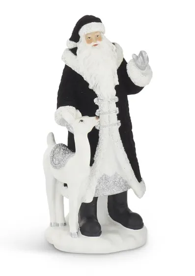 Assorted Black Velvet Resin Santas, 2 Styles