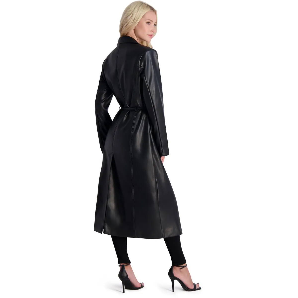 Avec Les Filles Faux Leather Trench Coat for Women