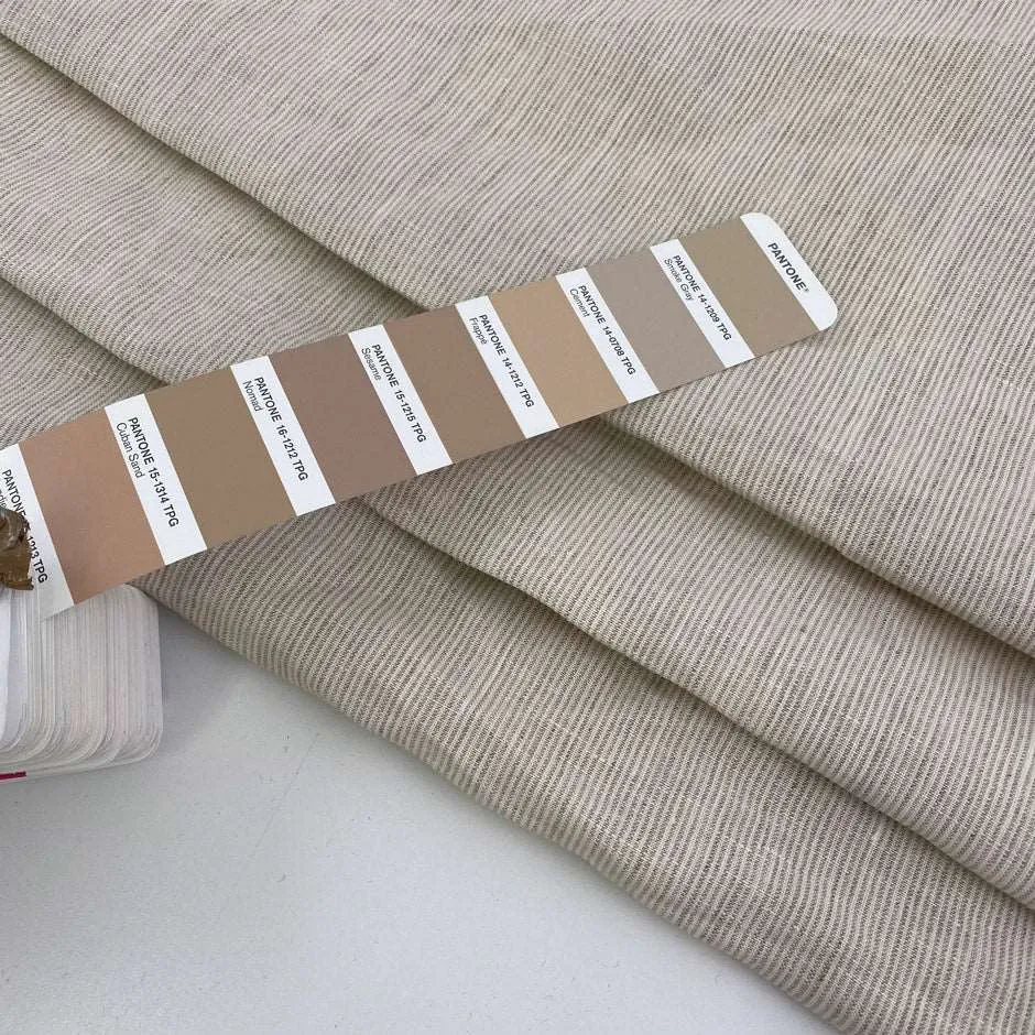 Beige And White Line Flax
