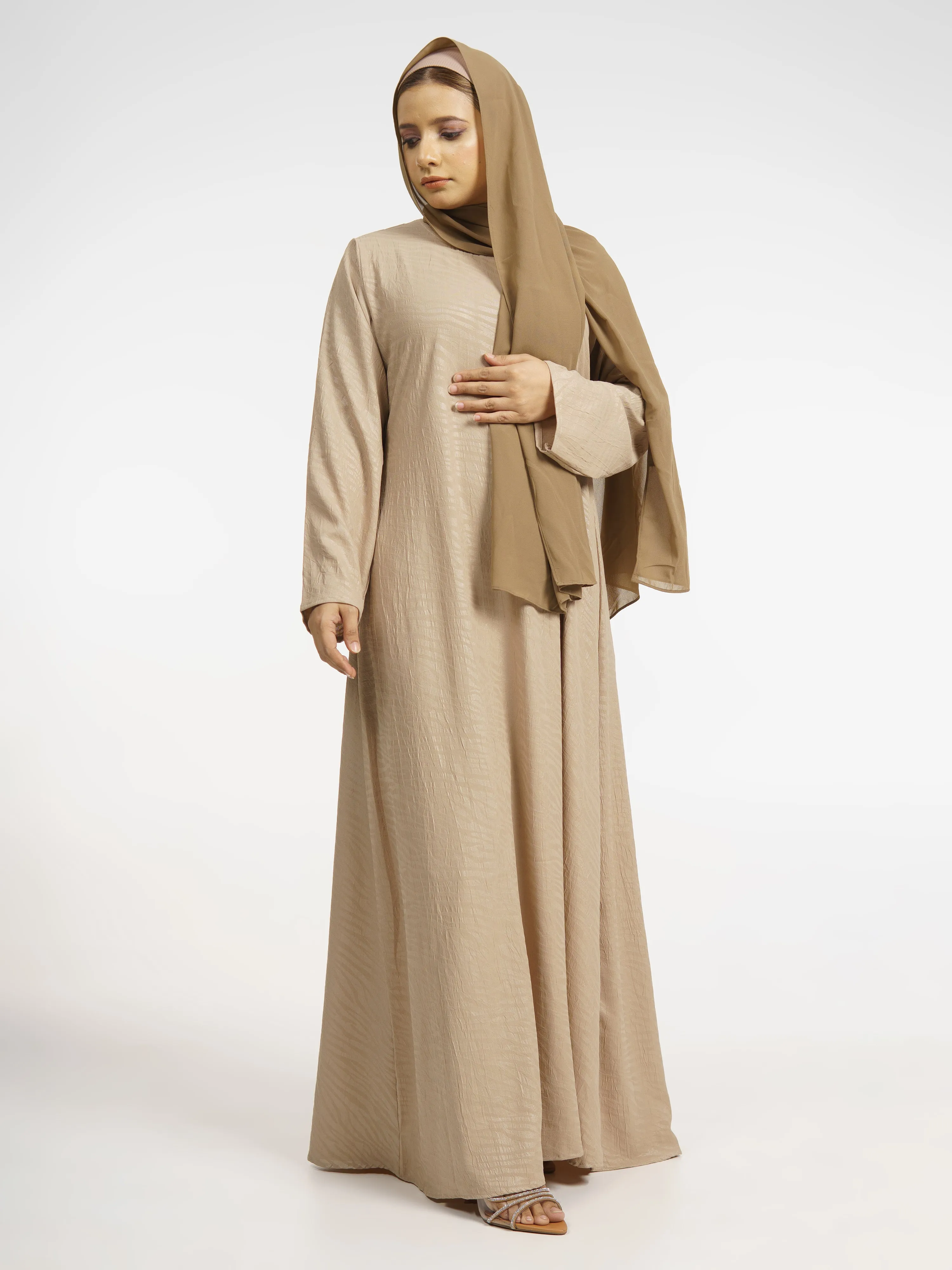 Beige Waves Fullsleeve Base Dress