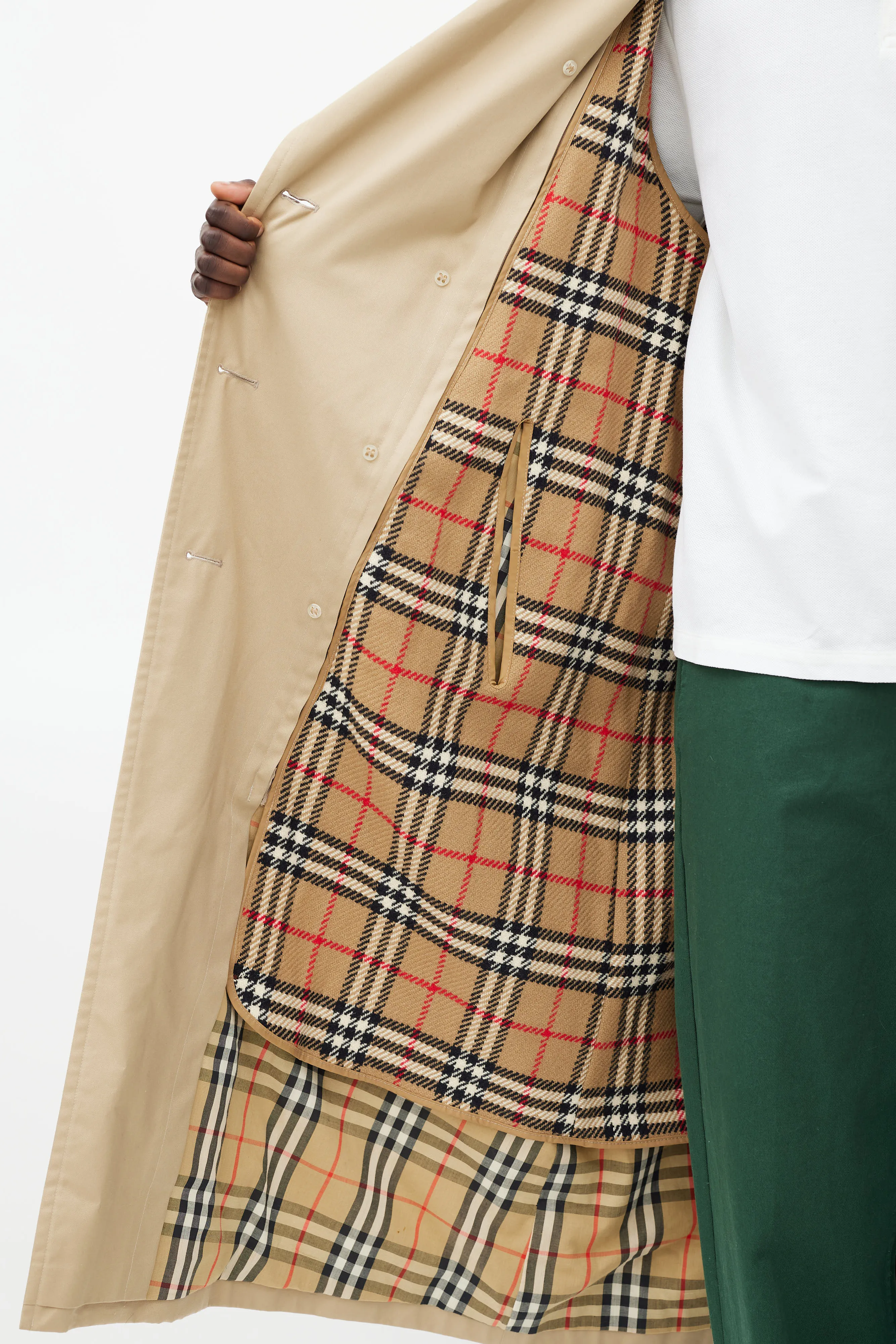Beige Wool Lined Trench Coat