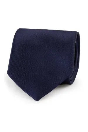 Blue plain pure silk hand made tie