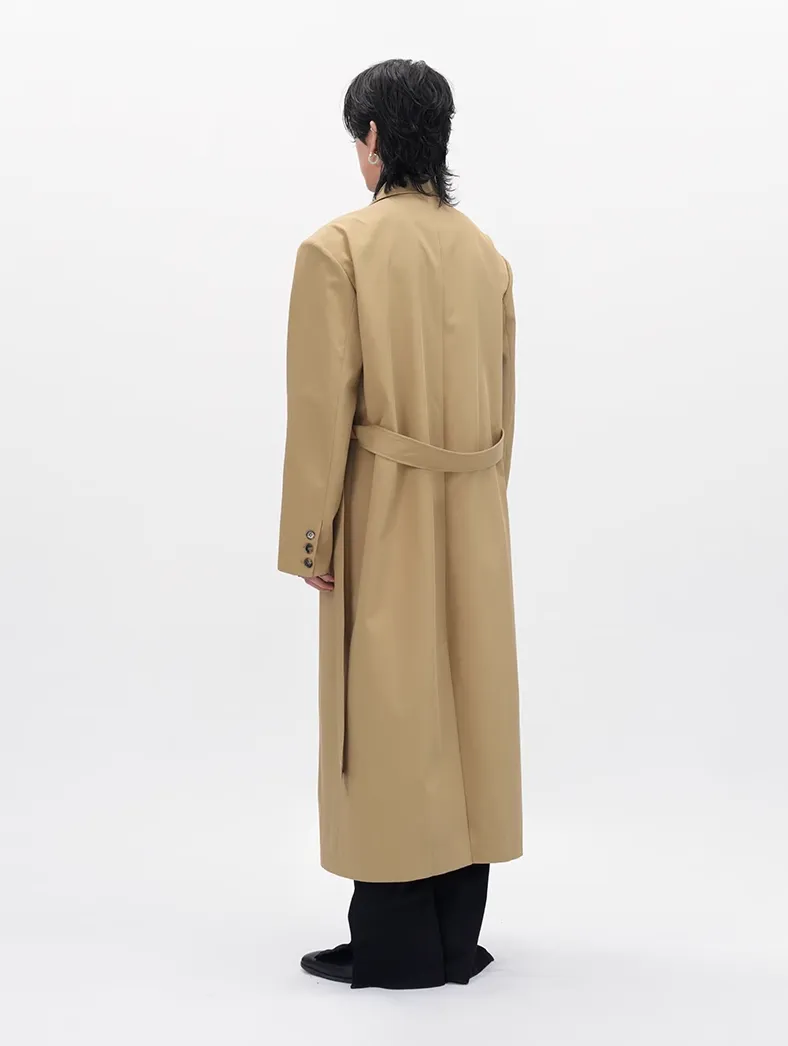 Boxy Double-Breasted Trench Coat with Wide Lapel
