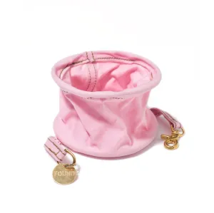 Cotton Canvas Collapsible Travel Dog Water Bowl Light Pink