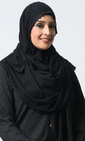 Cotton Jersey Lace Hijab – 70x22 Inches, Elegant & Soft