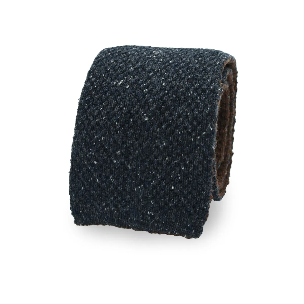 Dark blue and brown silk knitted tie