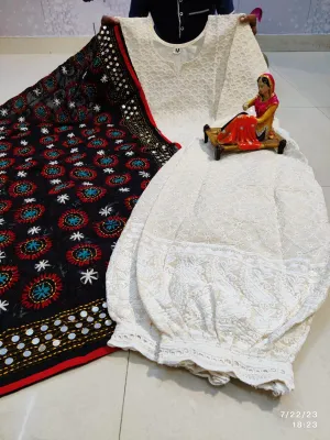 Design 4 - Chikankari Sequins Delight - Kurti, Afghani Salwar & Georgette Dupatta Set