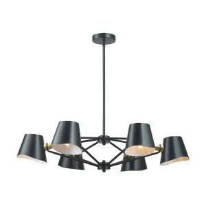 Dimond Lighting Webre 6 Light Chandelier In Matte Black And Gold Leaf