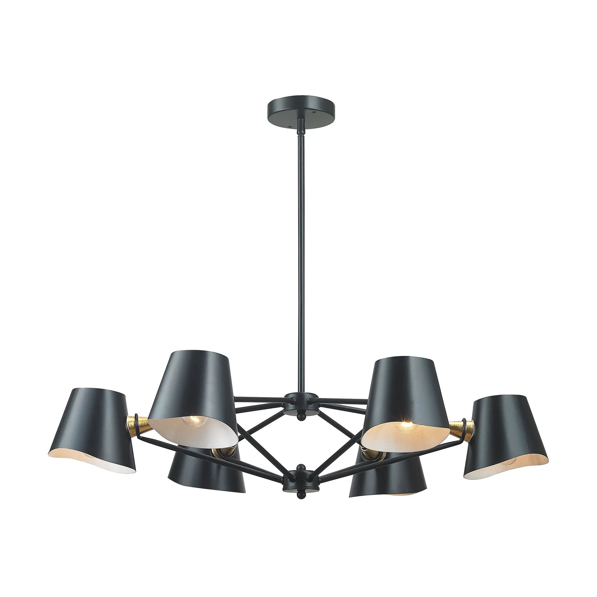 Dimond Lighting Webre 6 Light Chandelier In Matte Black And Gold Leaf