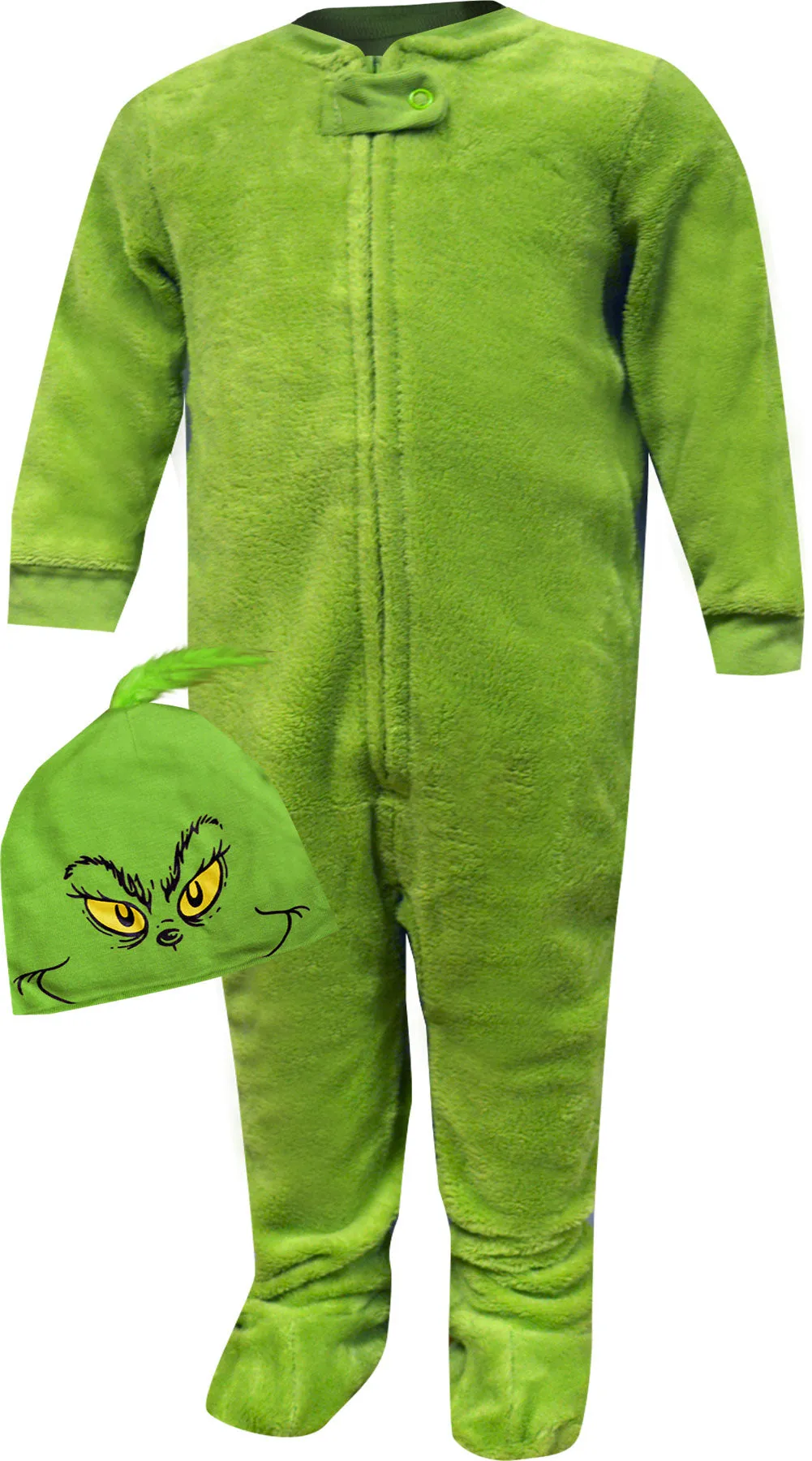 Dr. Seuss Adorable Baby Grinch Infant One Piece Pajama with Hat