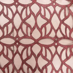 Dusty Red Embroidered Abstract Decorative Organza