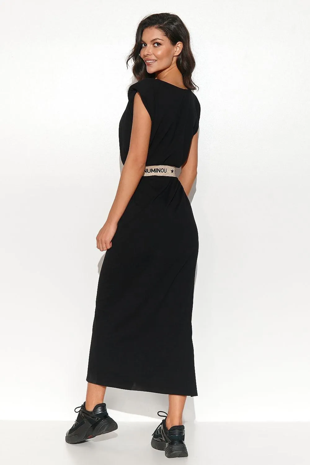 Elegant Belted Knit Midi Dress