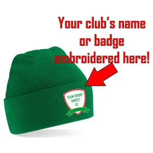 Embroidered Cuffed Beanie Green