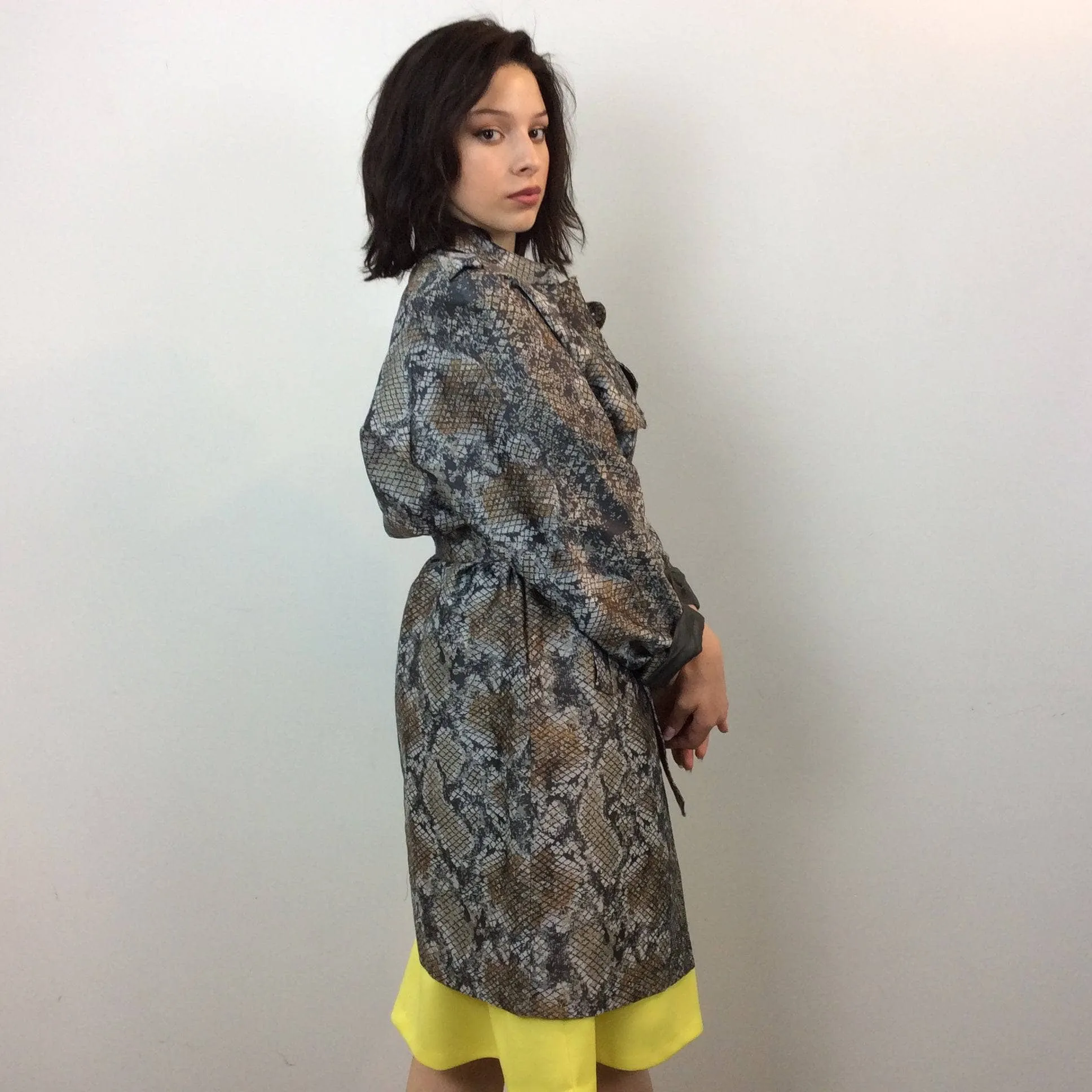 Escada Snake Print Designer Trench Coat S/M