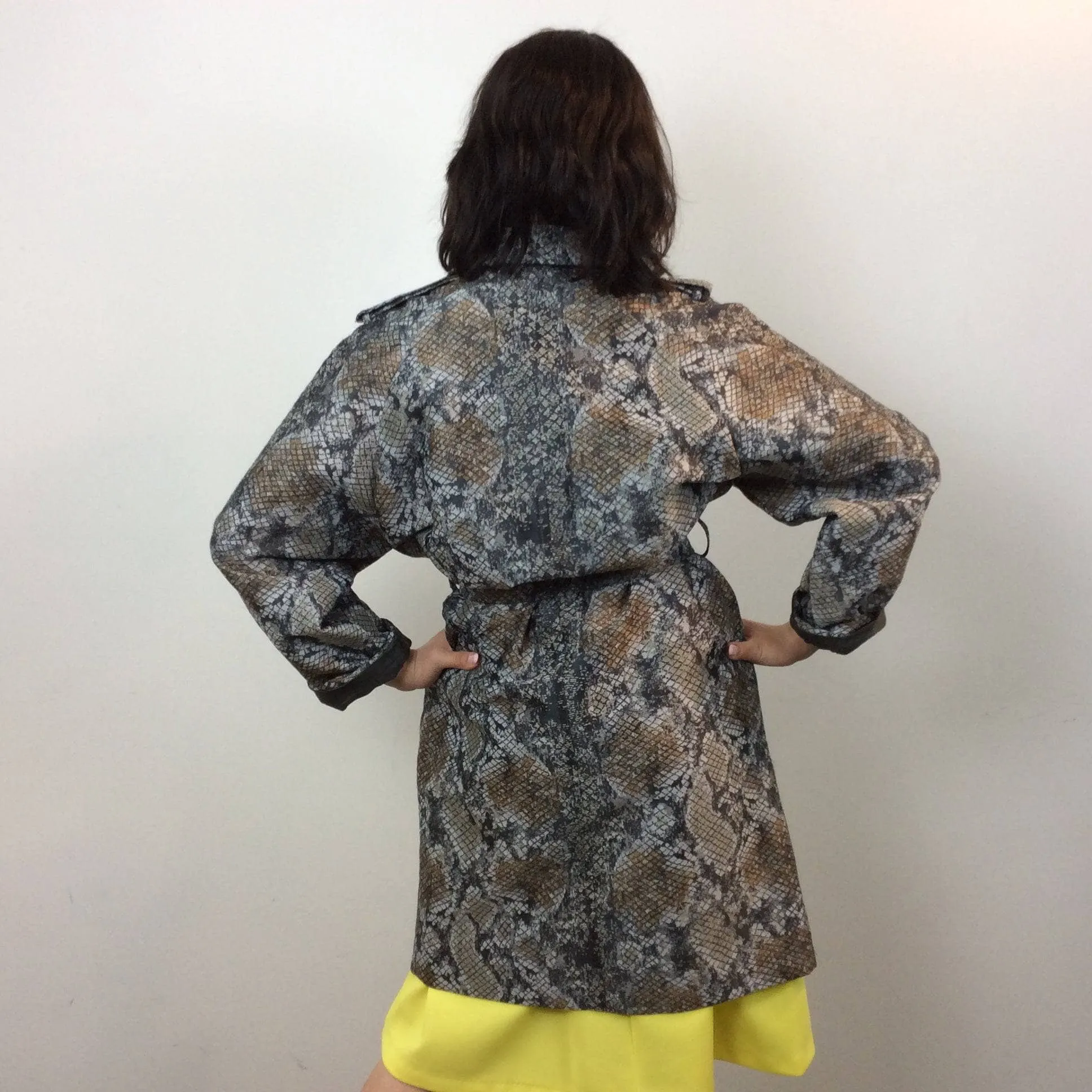 Escada Snake Print Designer Trench Coat S/M
