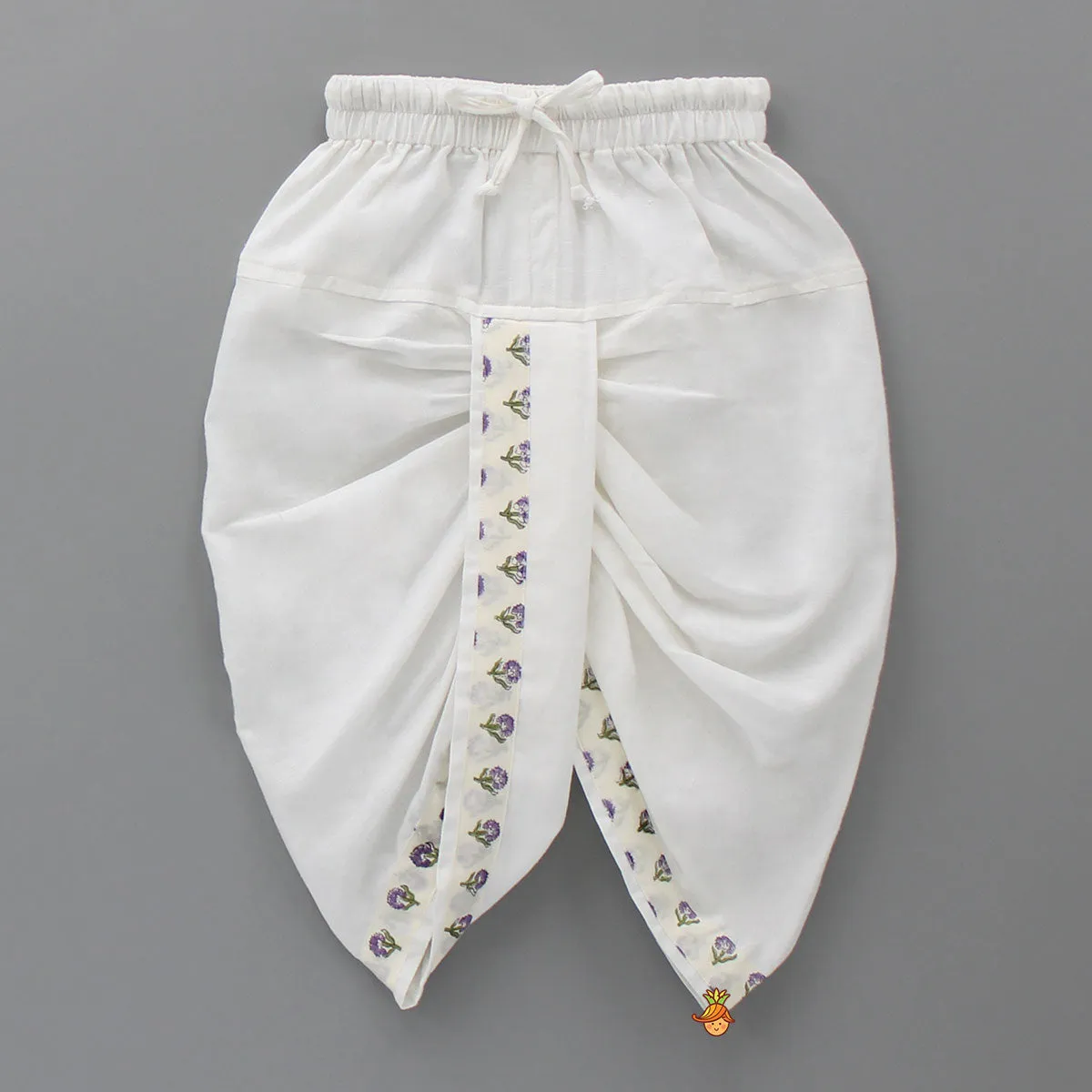 Floral Printed Kurta And Stylish Jacket With Dhoti