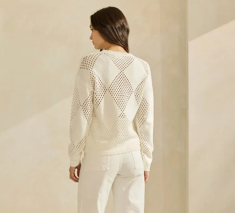 Flower Embroidered Openwork Sweater Top