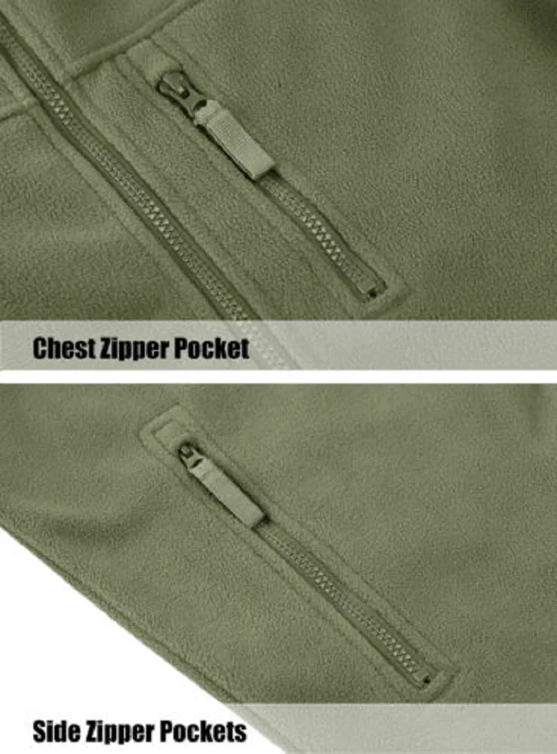 Full Zip Up Tactical Army Fleece Jacket Military Thermal Warm Outwear Windbreaker