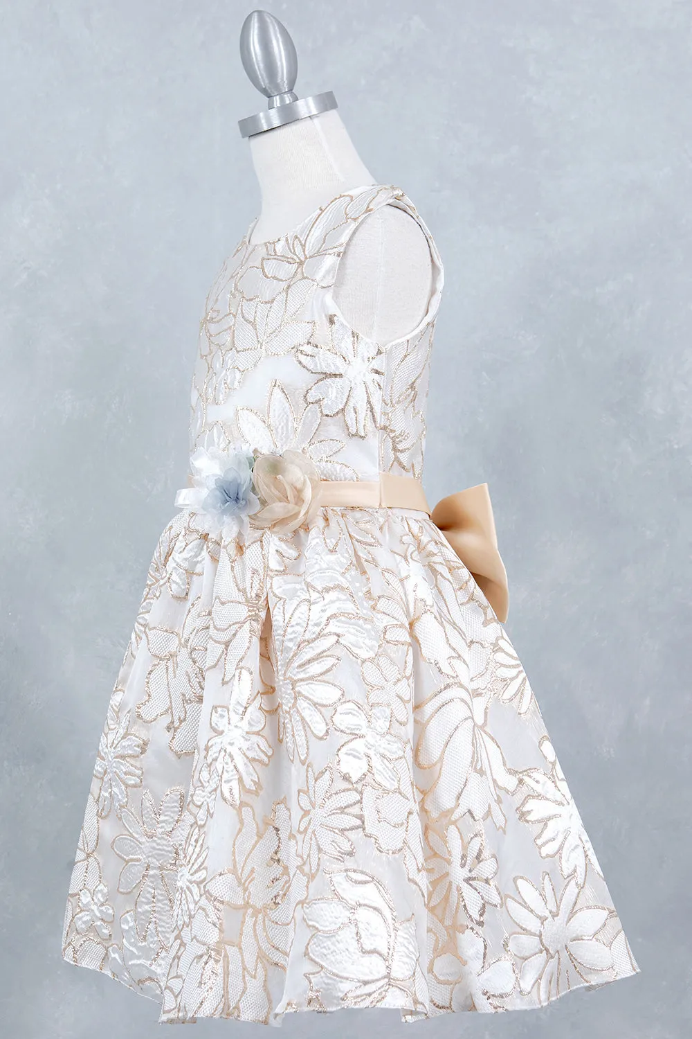 Girls Elegant Floral Embroidery Dress 2-12
