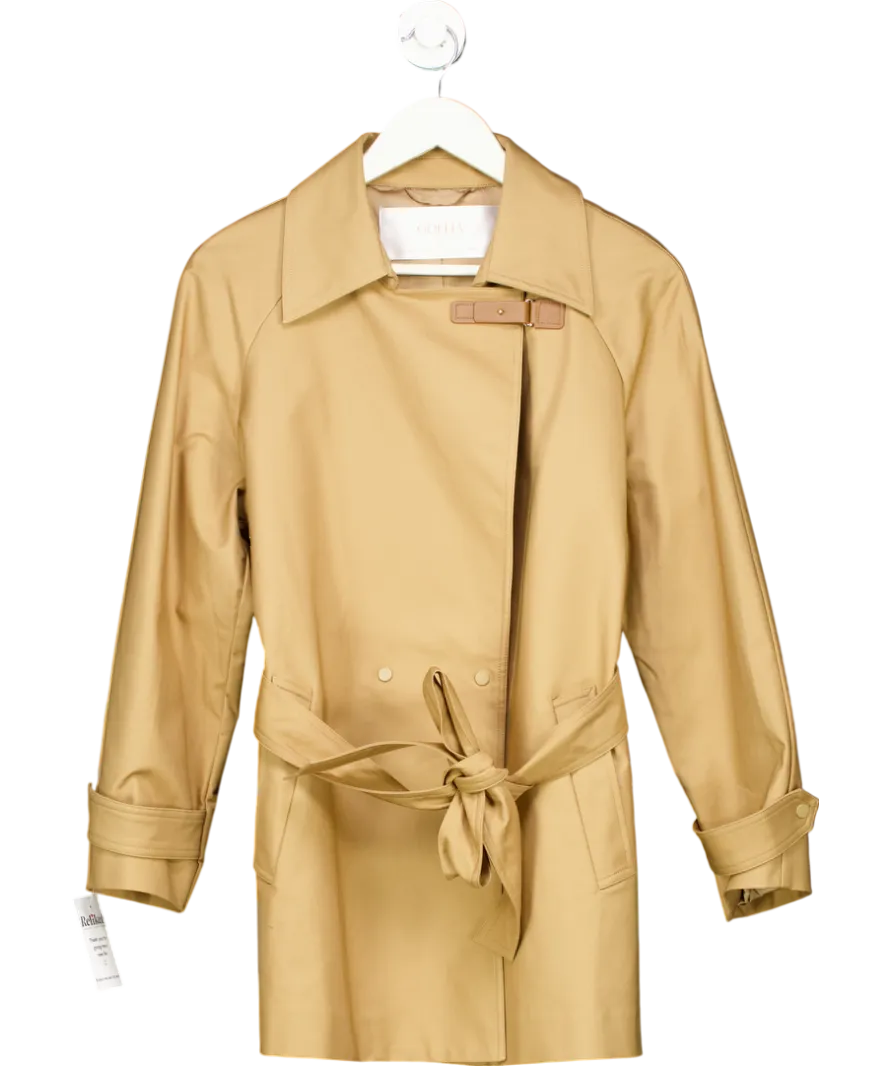 Goelia Beige Cropped Trench Coat With Belt UK M