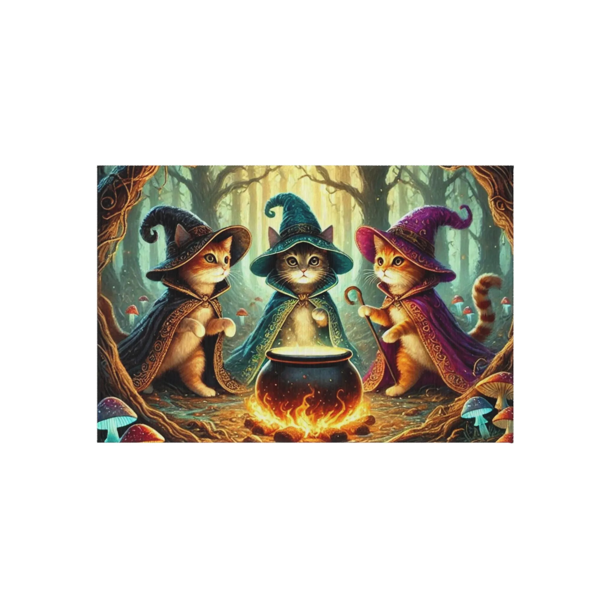 Halloween Cat Witches Cauldron Magic Decor- Indoor/Outdoor Rug