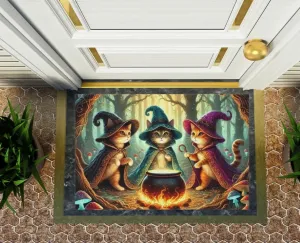 Halloween Cat Witches Cauldron Magic Decor- Indoor/Outdoor Rug