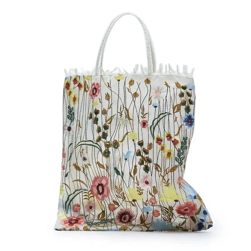 Handmade Embroidered Flower Bag