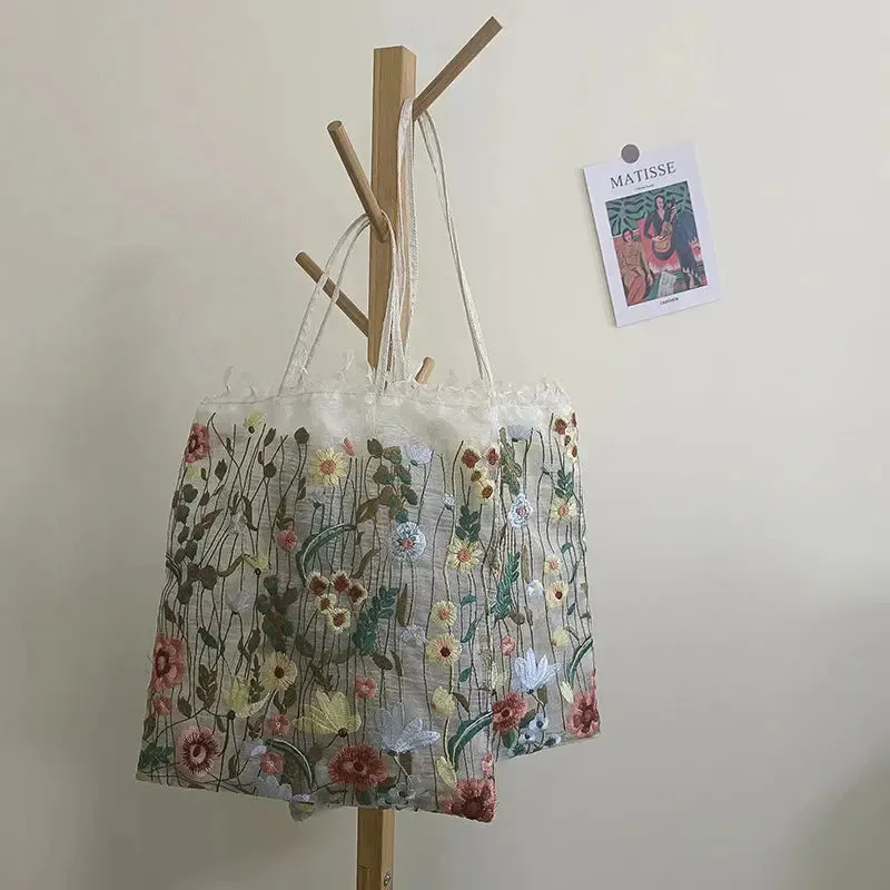 Handmade Embroidered Flower Bag