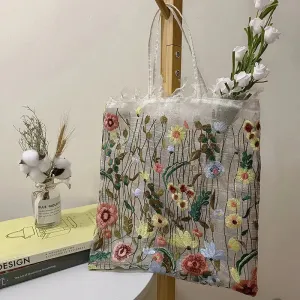 Handmade Embroidered Flower Bag