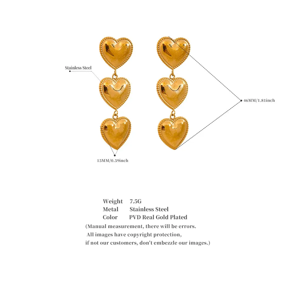 Heart Shaped Drop Dangle Earrings