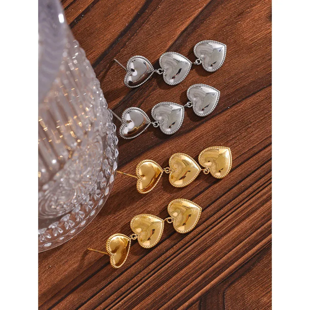 Heart Shaped Drop Dangle Earrings
