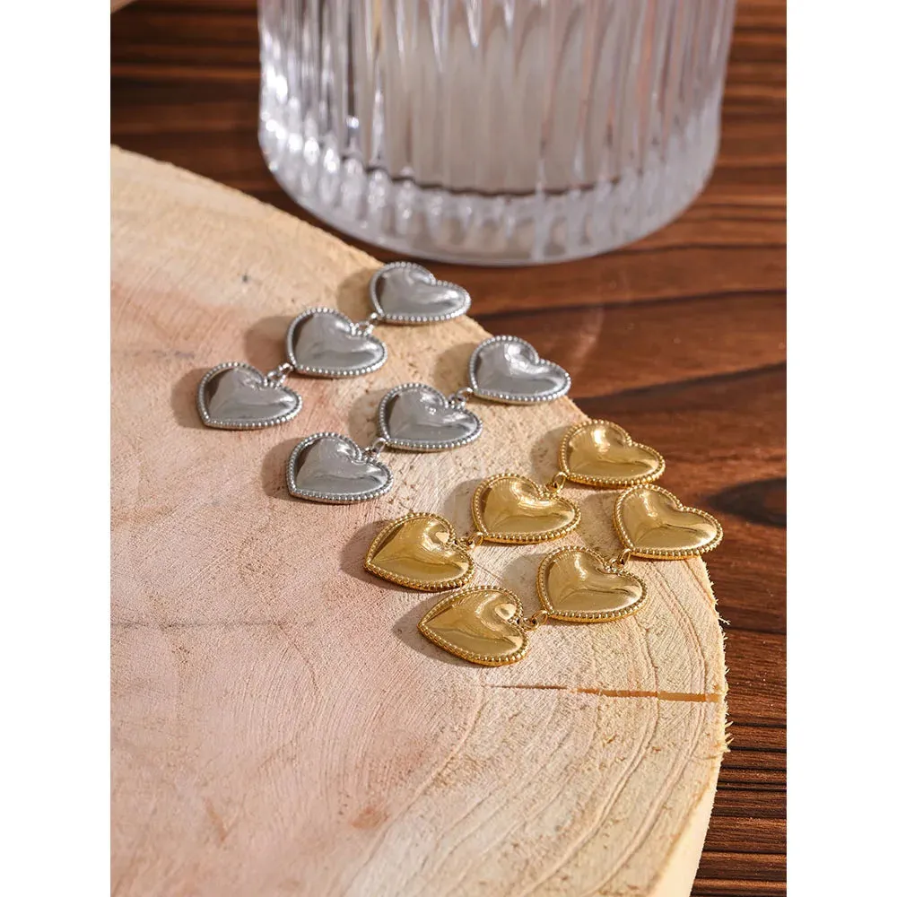 Heart Shaped Drop Dangle Earrings
