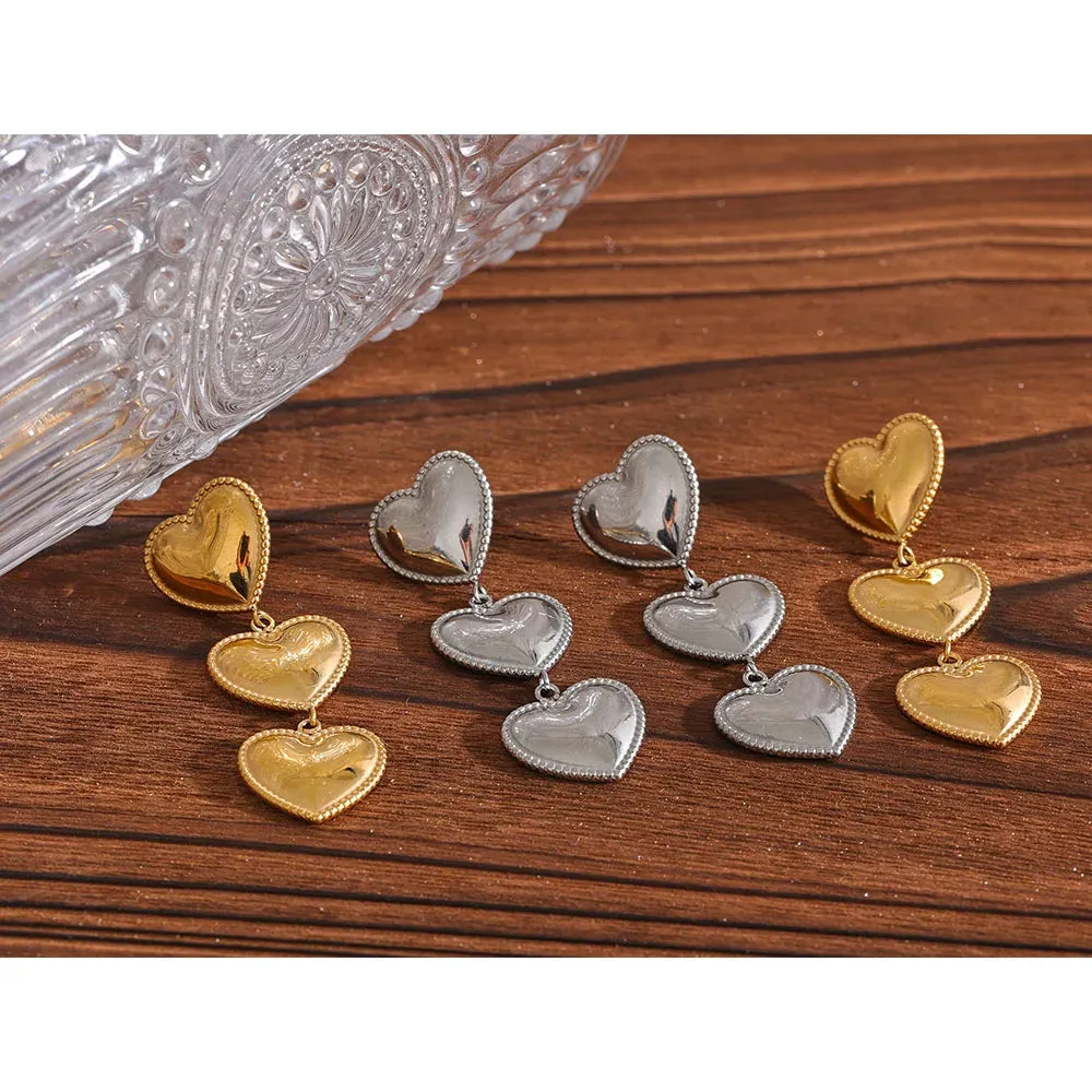 Heart Shaped Drop Dangle Earrings