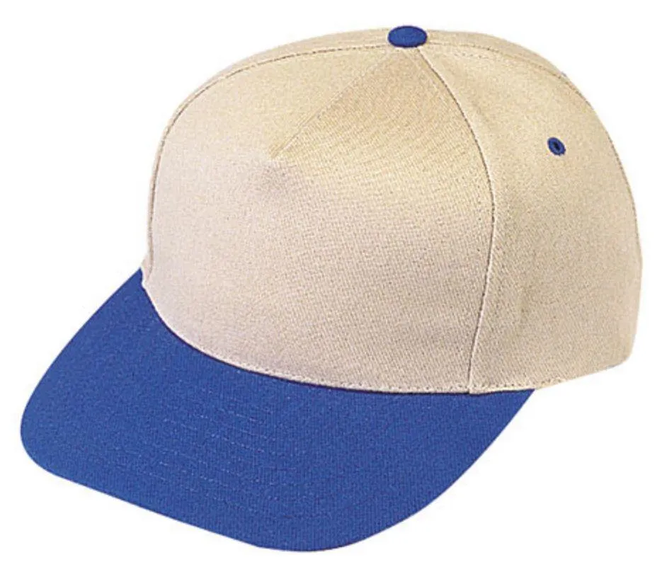 Heavy Brushed Cotton 5 Panel Low Crown Plain Two Tone Baseball Caps Hats