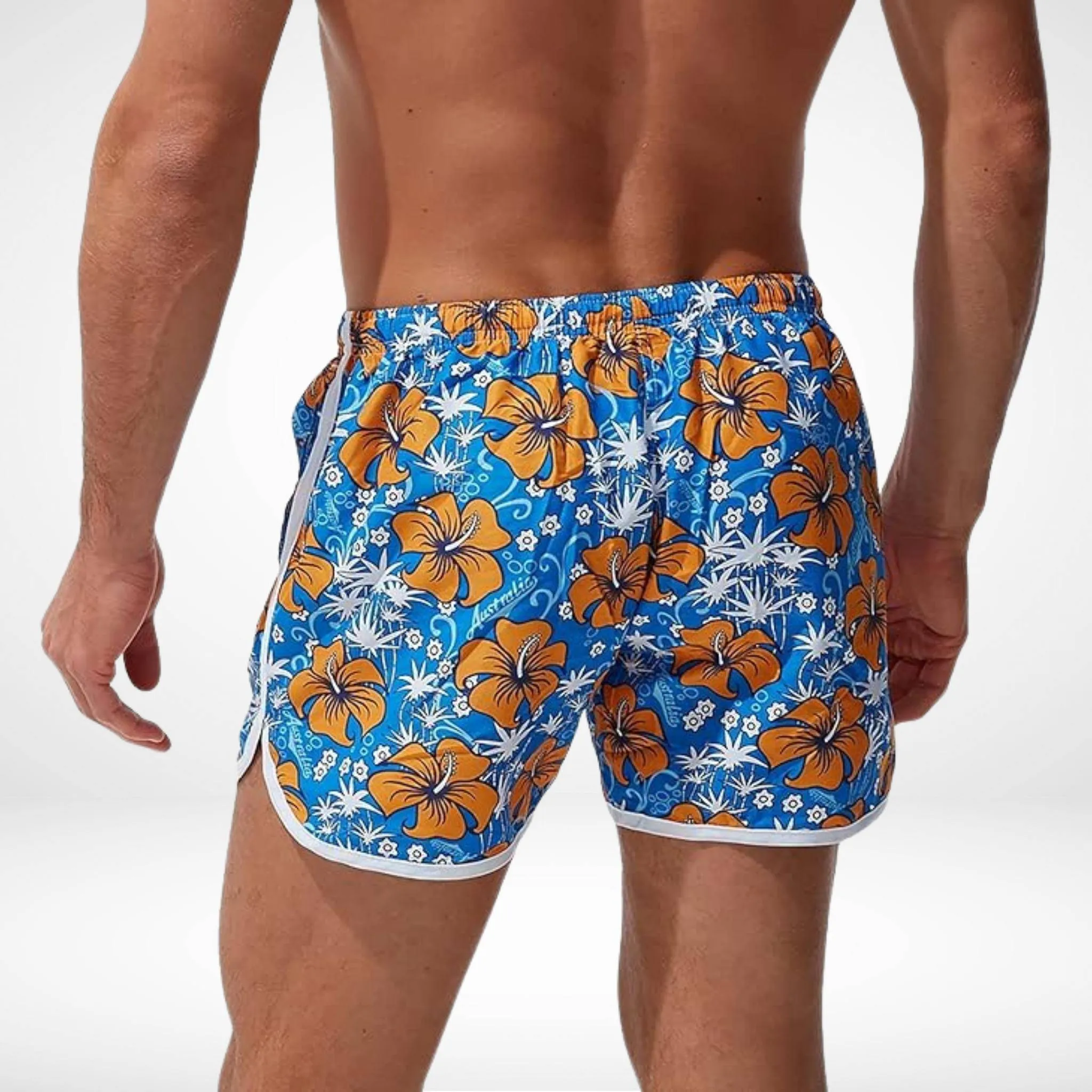 Hibiscus Floral Hawaiian Swim Trunks