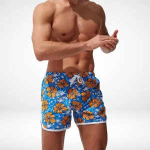 Hibiscus Floral Hawaiian Swim Trunks