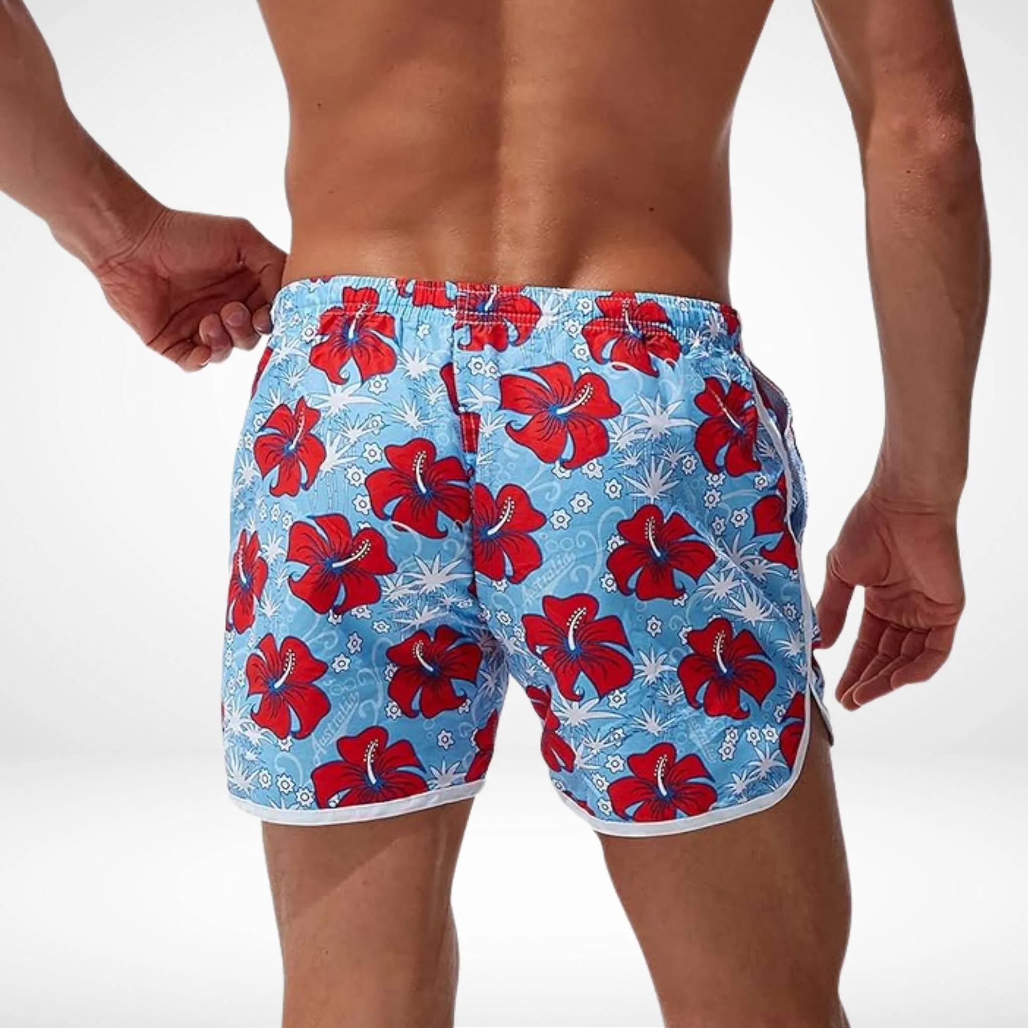 Hibiscus Floral Hawaiian Swim Trunks