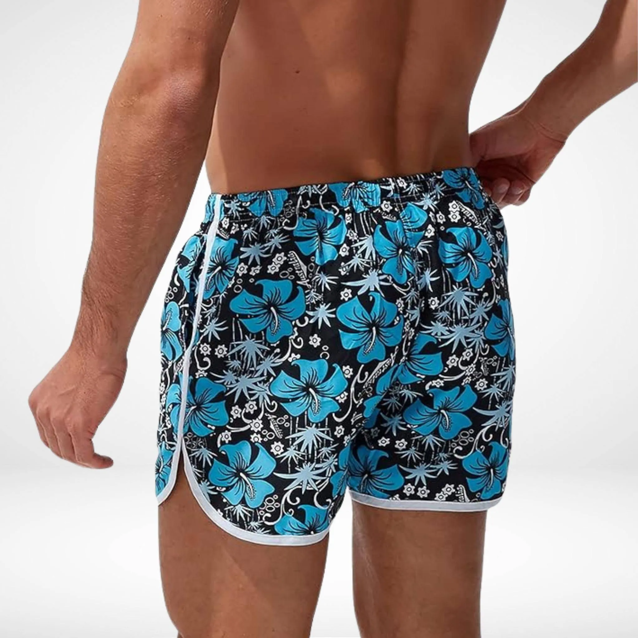 Hibiscus Floral Hawaiian Swim Trunks