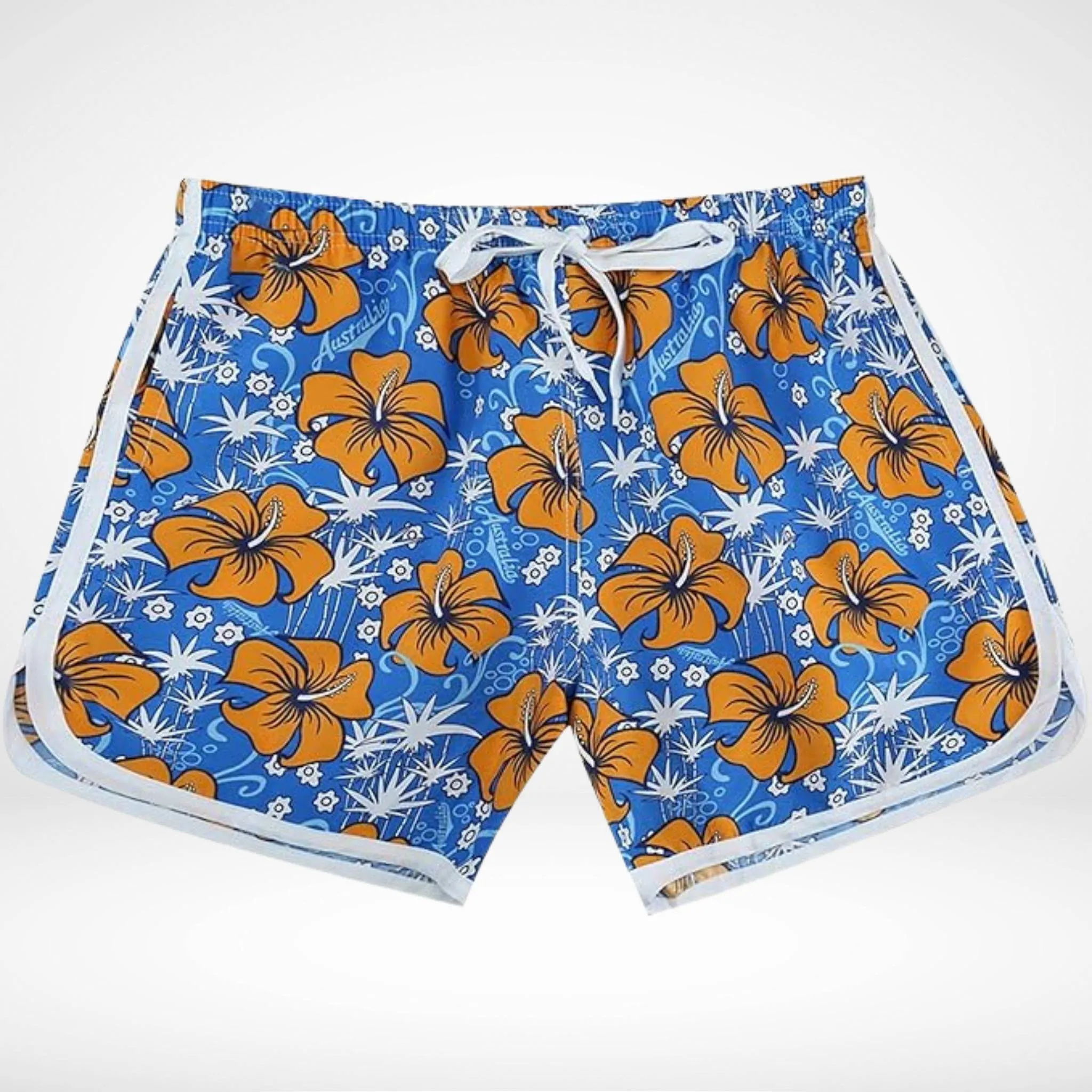 Hibiscus Floral Hawaiian Swim Trunks