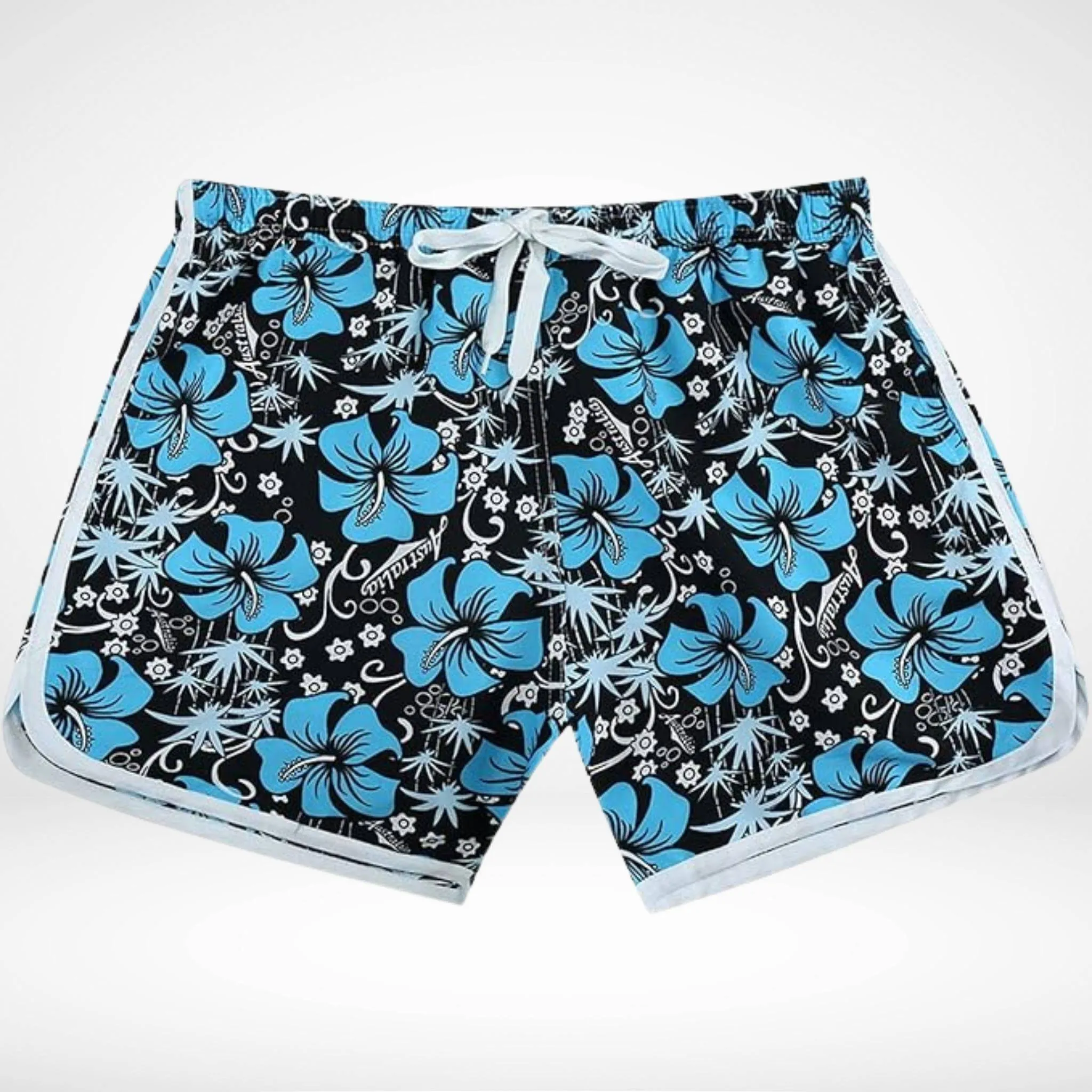 Hibiscus Floral Hawaiian Swim Trunks