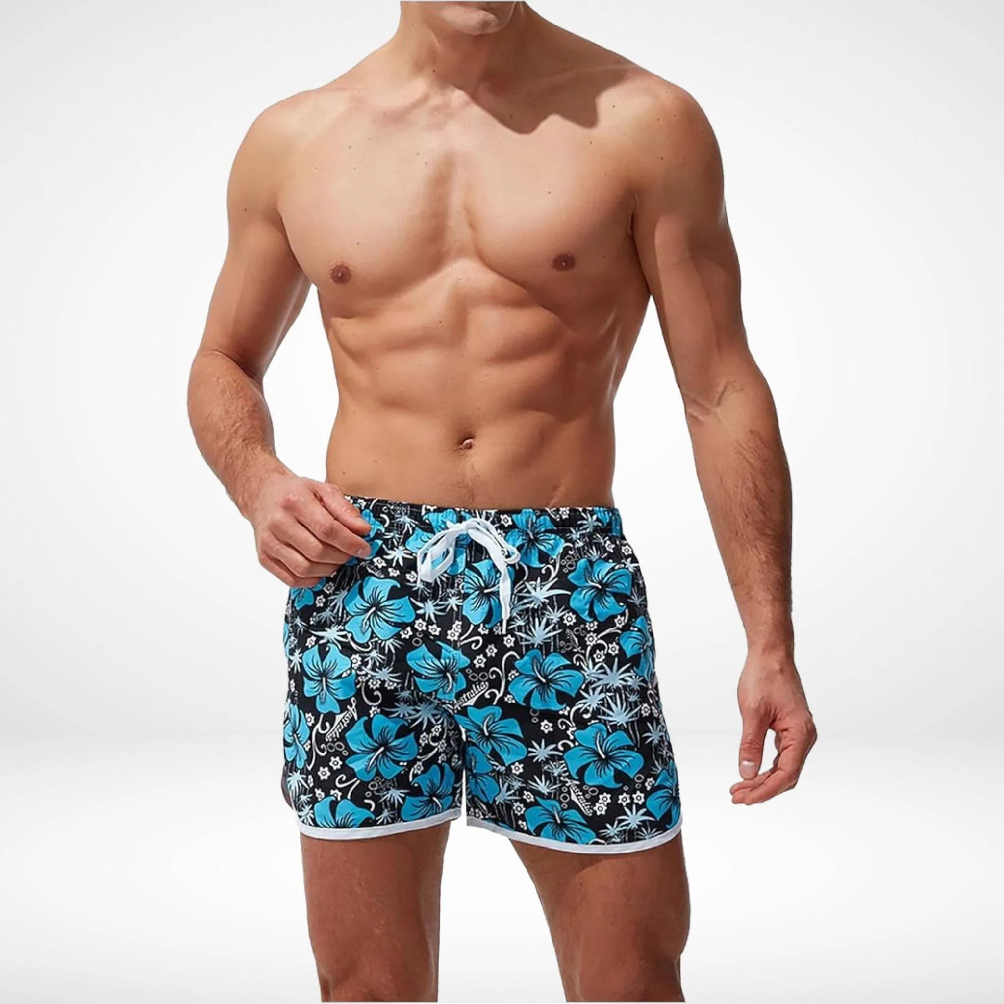 Hibiscus Floral Hawaiian Swim Trunks