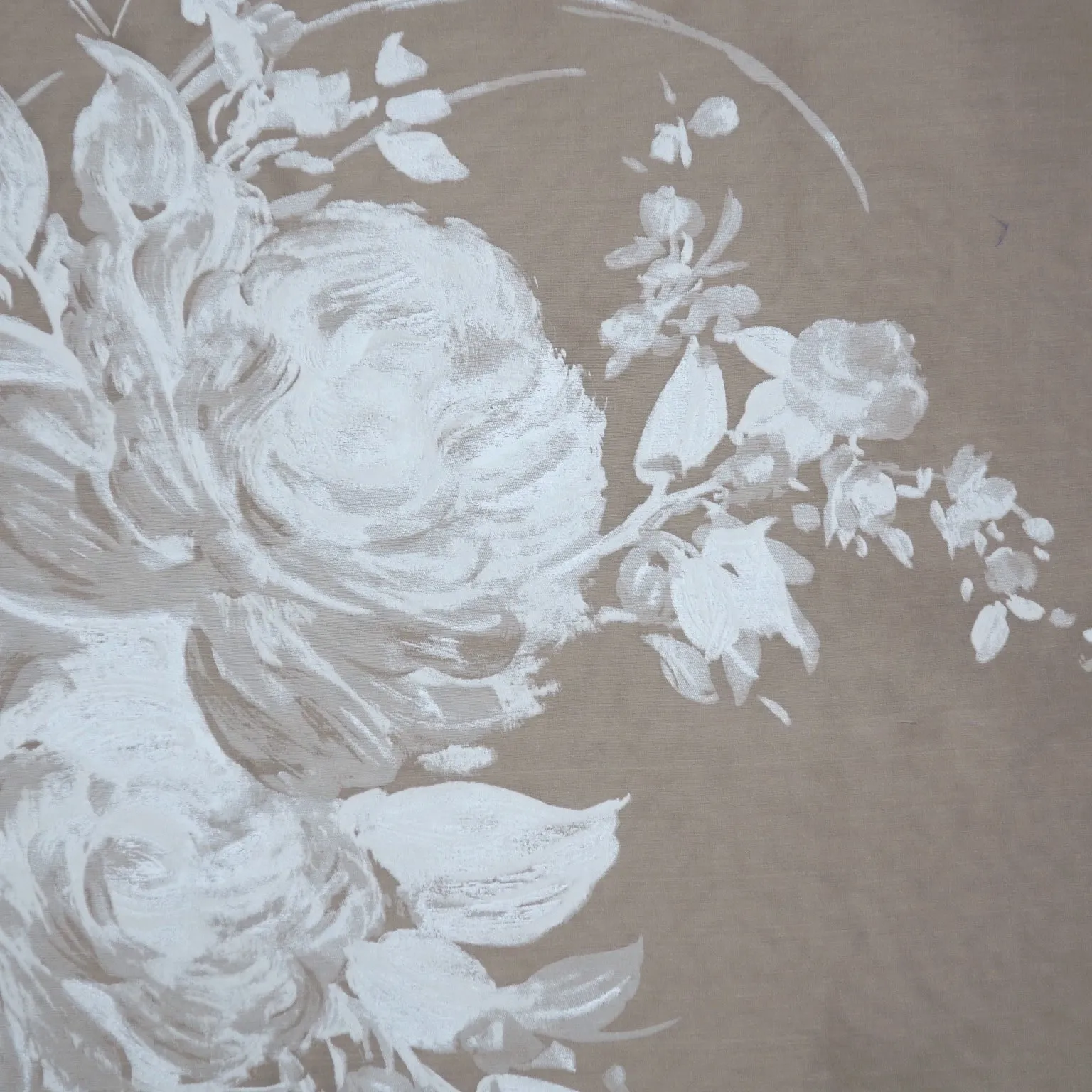 Ivory Hand Painted Florals Silk Organza Fabric