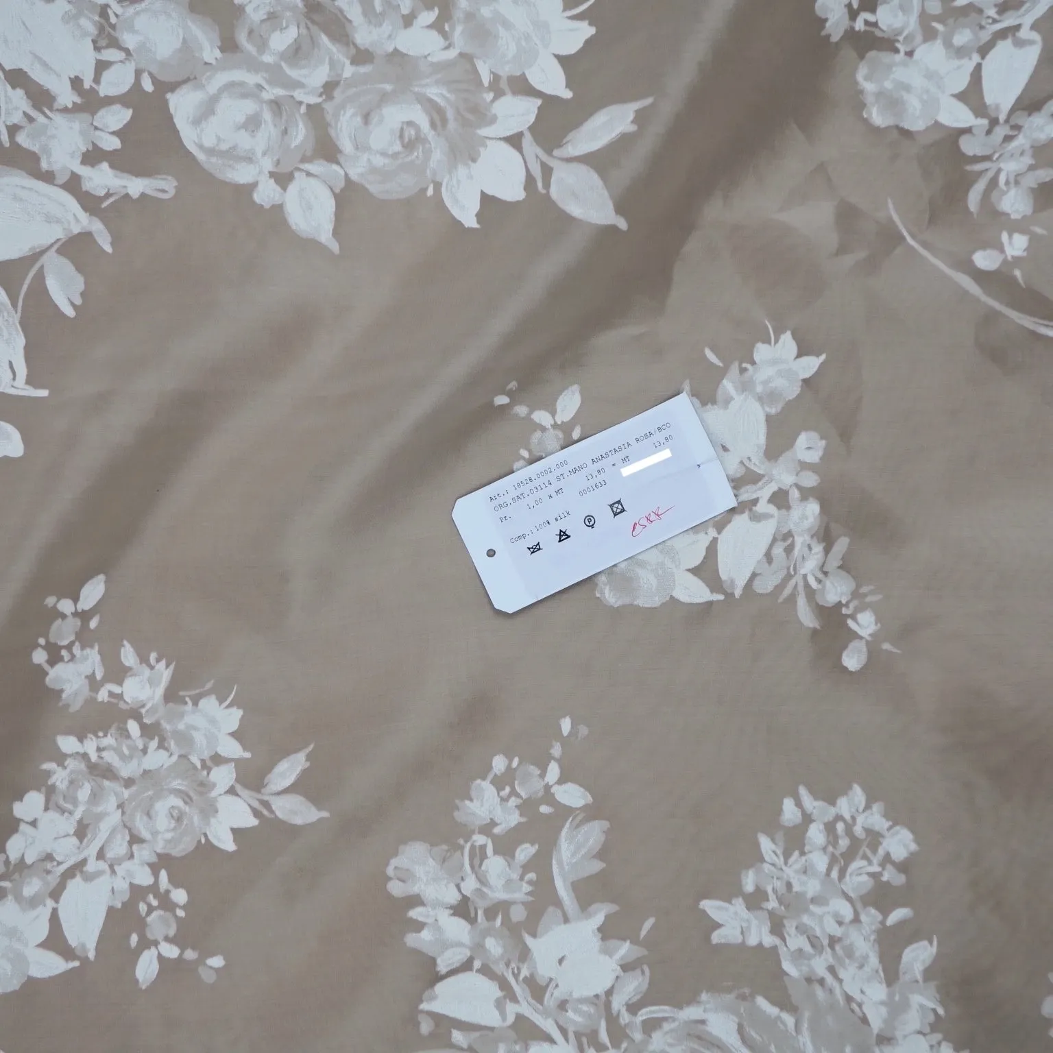 Ivory Hand Painted Florals Silk Organza Fabric